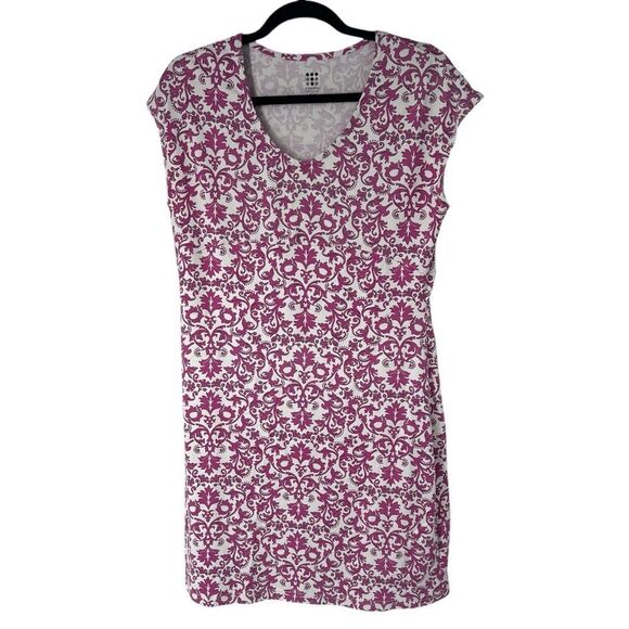 Title Nine Daring Dress Pink White Paisley Short Sleeve Active - Picture 1 of 7